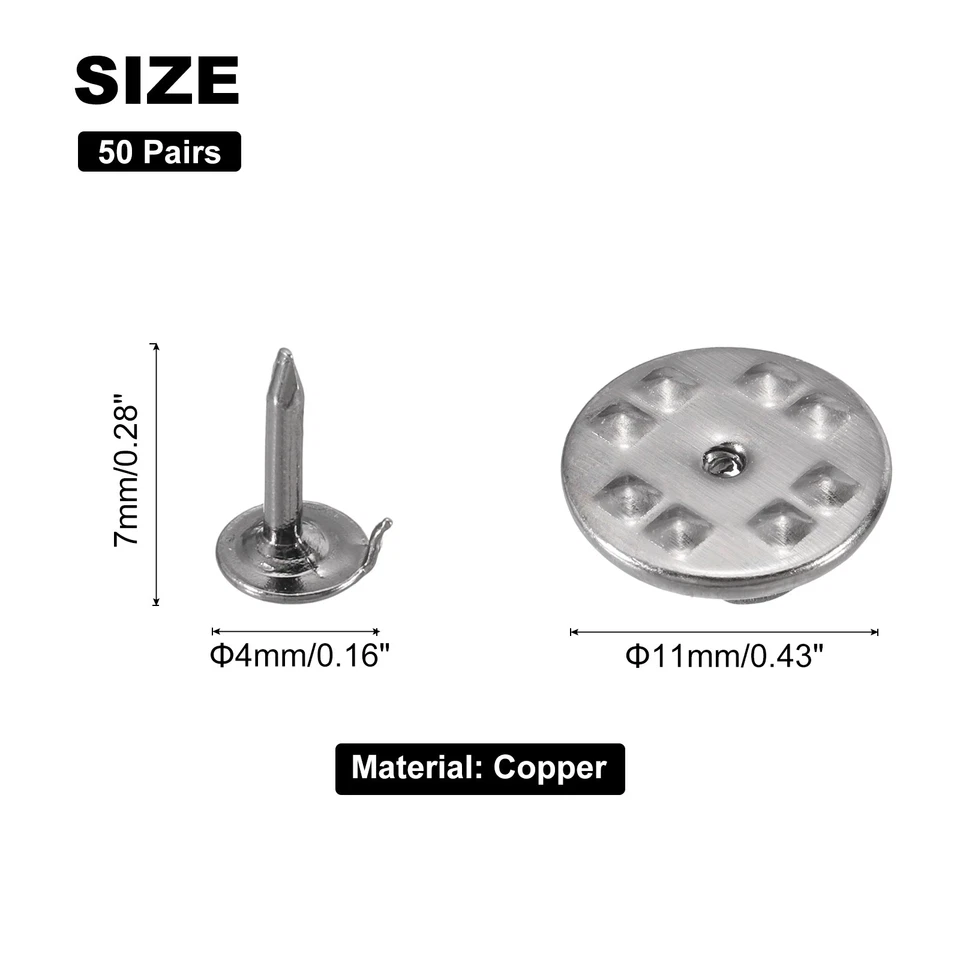 50 pares de costas de pino de cobre, costas de pino de bloqueio borboleta 11mm x 4mm, cinza - Imagem 2 de 4