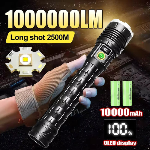10000mAh High Power Led Flashlight 5000M Long Range Torch Rechargeable ...