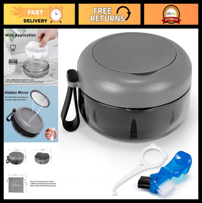 Portable Leak-Proof Denture Cup Kit - Travel Case for Retainers, Aligners & Mout
