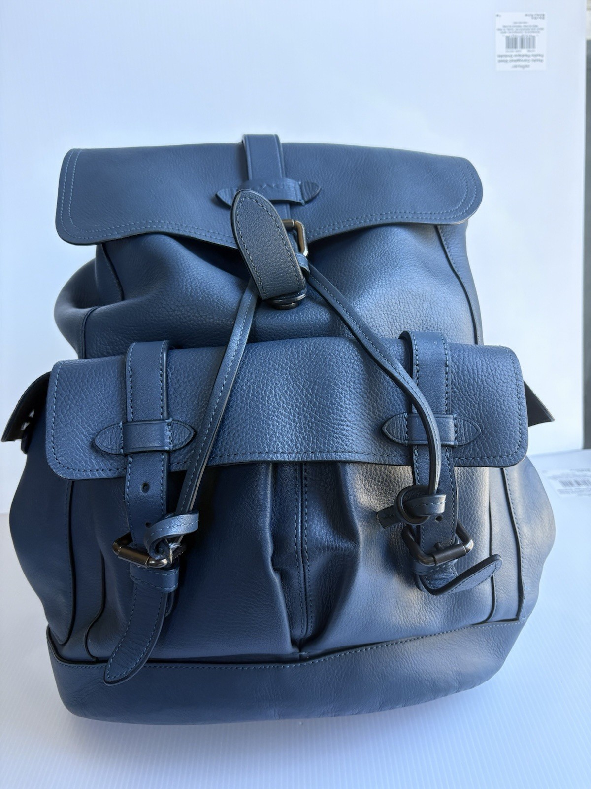 Coach Hudson Leather Backpack Teal Blue Bucket School Work Briefcase Office