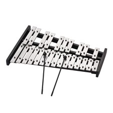 25 Note Glockenspiel Xylophone Wooden Base Aluminum Bars With 2 Mallets NBZZ