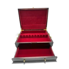 GENRICE Wooden Silverware Chest Double-Layer Brown