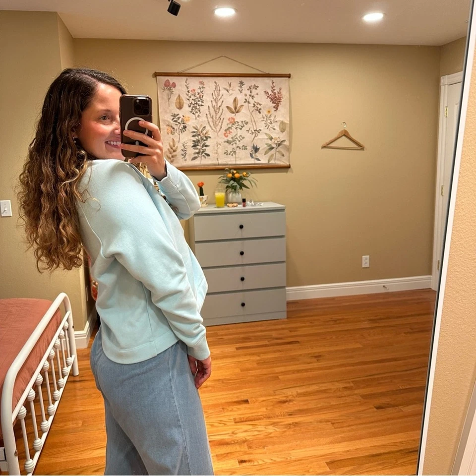 Moletom Ann Taylor Weekend azul Henley médio - Imagem 4 de 4