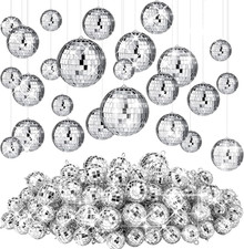 100 Pcs Mirror Disco Balls Bulk Assorted Silver Hanging Disco Ball Decor for Hom
