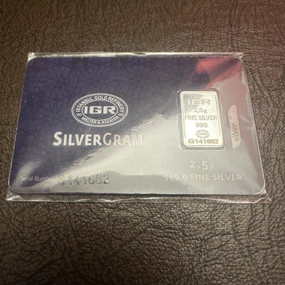 2.5g Gram IGR Silver Bar in assay Istanbul Gold Refinery pure .999 Serialized - Image 2 of 4