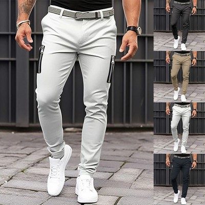 Moderne Herren Stretch Chino Hose Atmungsaktiv Durchgehende Hose