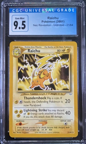 Raichu - 21/64 Pokemon Neo Revelation - Unlimited | CGC 9.5