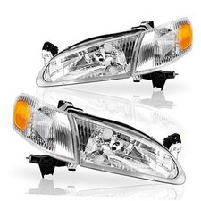 Headlight Assembly Compatible with OE-Chrome/Amber/Clear Fit 1998-2000 Corolla