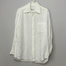 Salvatore Ferragamo Men's White Checkered Long Sleeve Shirt size L