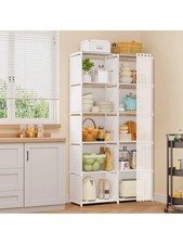 Tomnk 1 5-Tier Storage Cabinet White Space-Saving Kitchen Adjustable Shelves