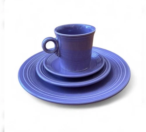 Vintage 90s RETIRED Lilac Fiestaware 4 Piece Dinnerware Set Homer Laughlin Co