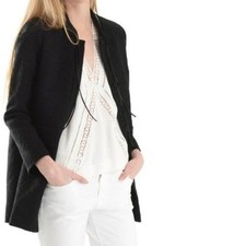 Maje Gretelle Leather Trim Jacquard Knit Long...