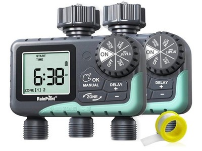 RAINPOINT 3 Zone Sprinkler Timer with Brass Inlet Water Timer for Garden