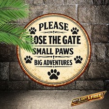 Please Keep Gate Closed Round Tin Metal Sign Home Garden Safety Decor 8x8