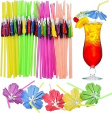 50pcs Umbrella Straws,Cocktail Drink Umbrellas Fancy Flower Bar Straws, Tropical