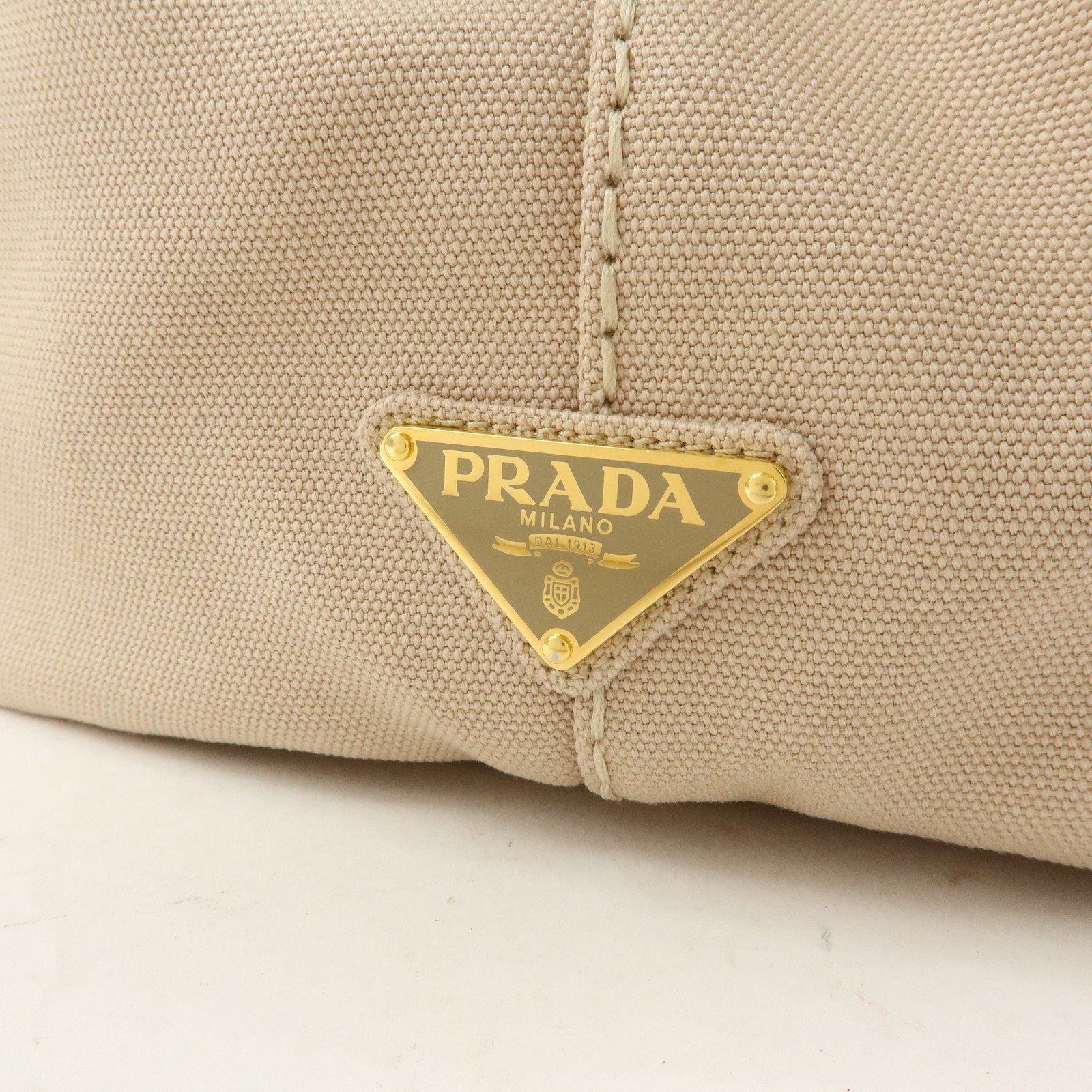 PRADA Canapa Triangle Logo 2Way Tote Hand Shoulder Bag Beige B1877G Used F/S thumbnail 17