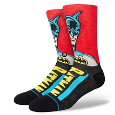 Stance Men Black Red Crew Nylon Cushion DC Batman Comics Casual Socks Sz L 9-13