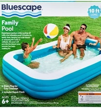 Bluescape 10ft Family Inflatable Swimming Pool, Rectangular, Age 6 & up, Unisex