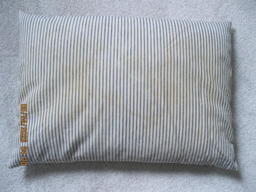 Vintage Blue & White Striped Ticking Feather Pillow Down Farmhouse Homestead