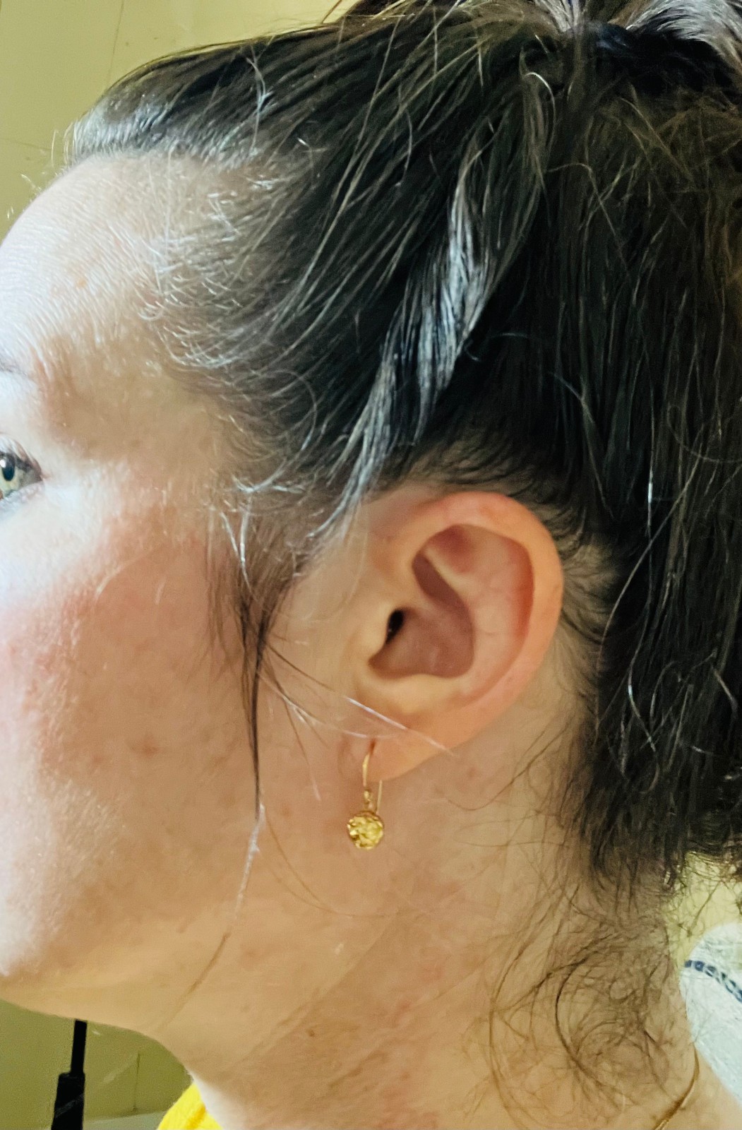 Solid gold ball dangle earrings, small elegant. - image 4