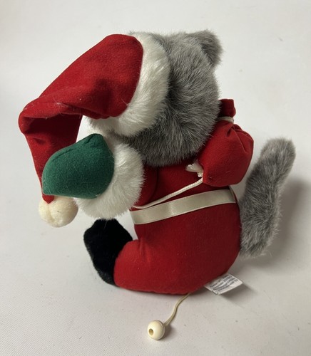 RARE Haband Santa Claus Squirrel Plush Pull String Music Box Christmas WORKS - Picture 4 of 5