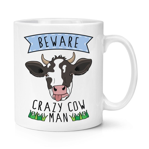 Beware VerrüCkte Kuh Mann 284Ml Becher Tasse - Lustig Tiere Scherz-image