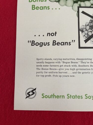 Vintage 1976 Southern States Soybean Seeds Print Ad “Bonus Beans” - Ad Only - Picture 5 of 7