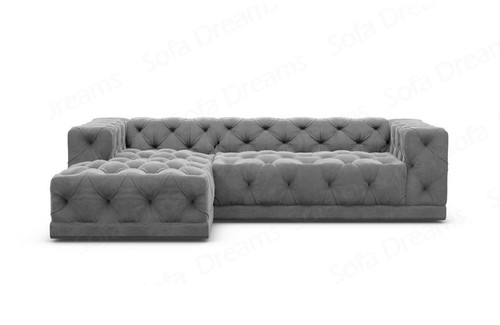 Canapé d'angle velours d'angle canapé d'angle coin rembourré canapé en tissu Chesterfield PALMA L forme courte - Photo 6/28