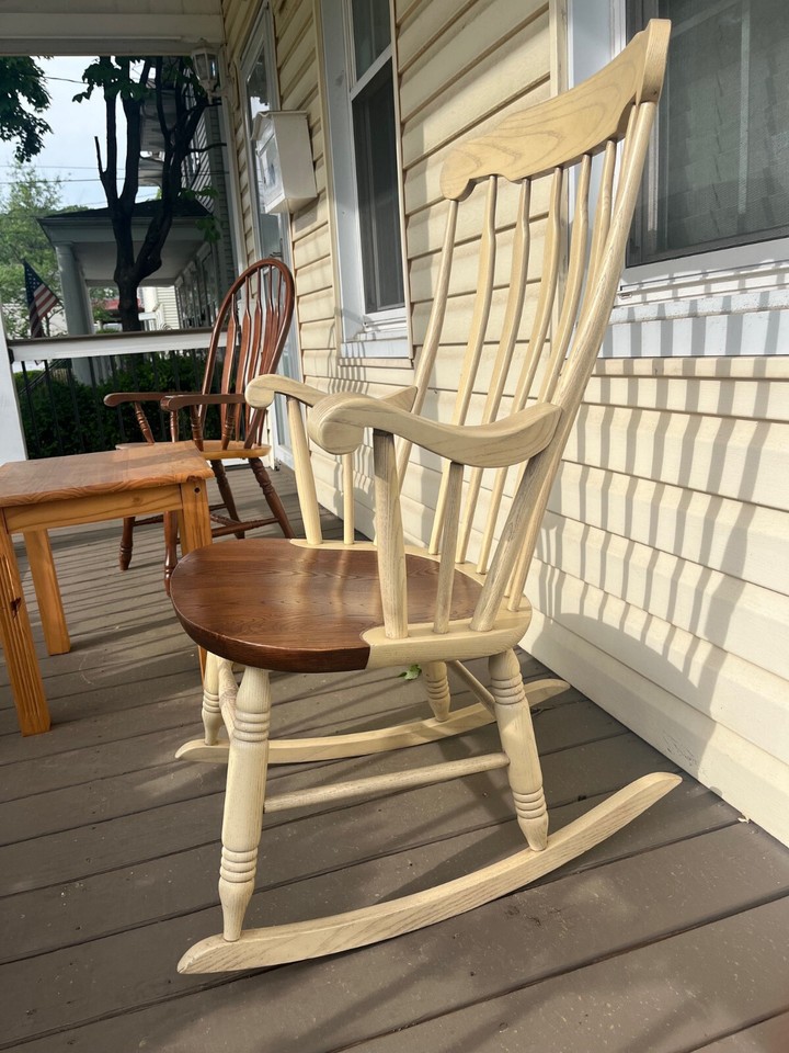 Virginia House Rocking Chair / Rocker Antique Oak Bow Back Windsor Two
