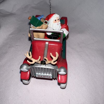 Vintage Hallmark Keepsake Ornament Santa's Antique Car Here Comes Santa 1991