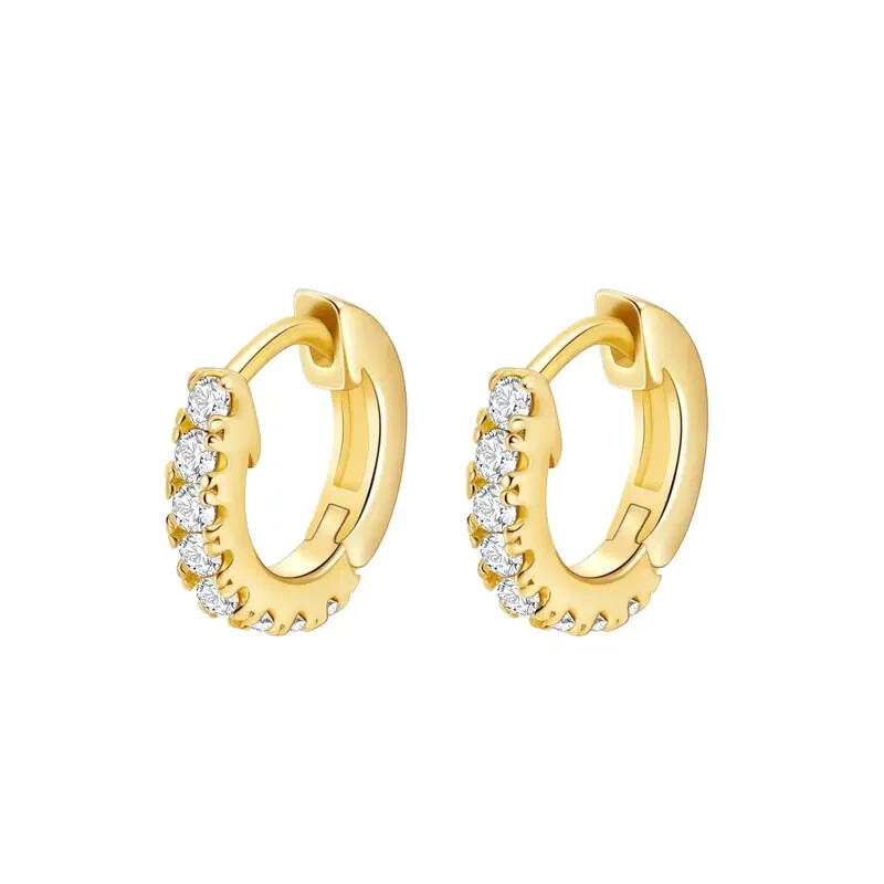 Genuine 925 Sterling Silver Gold Plated in Huggies Cz Stud Earring