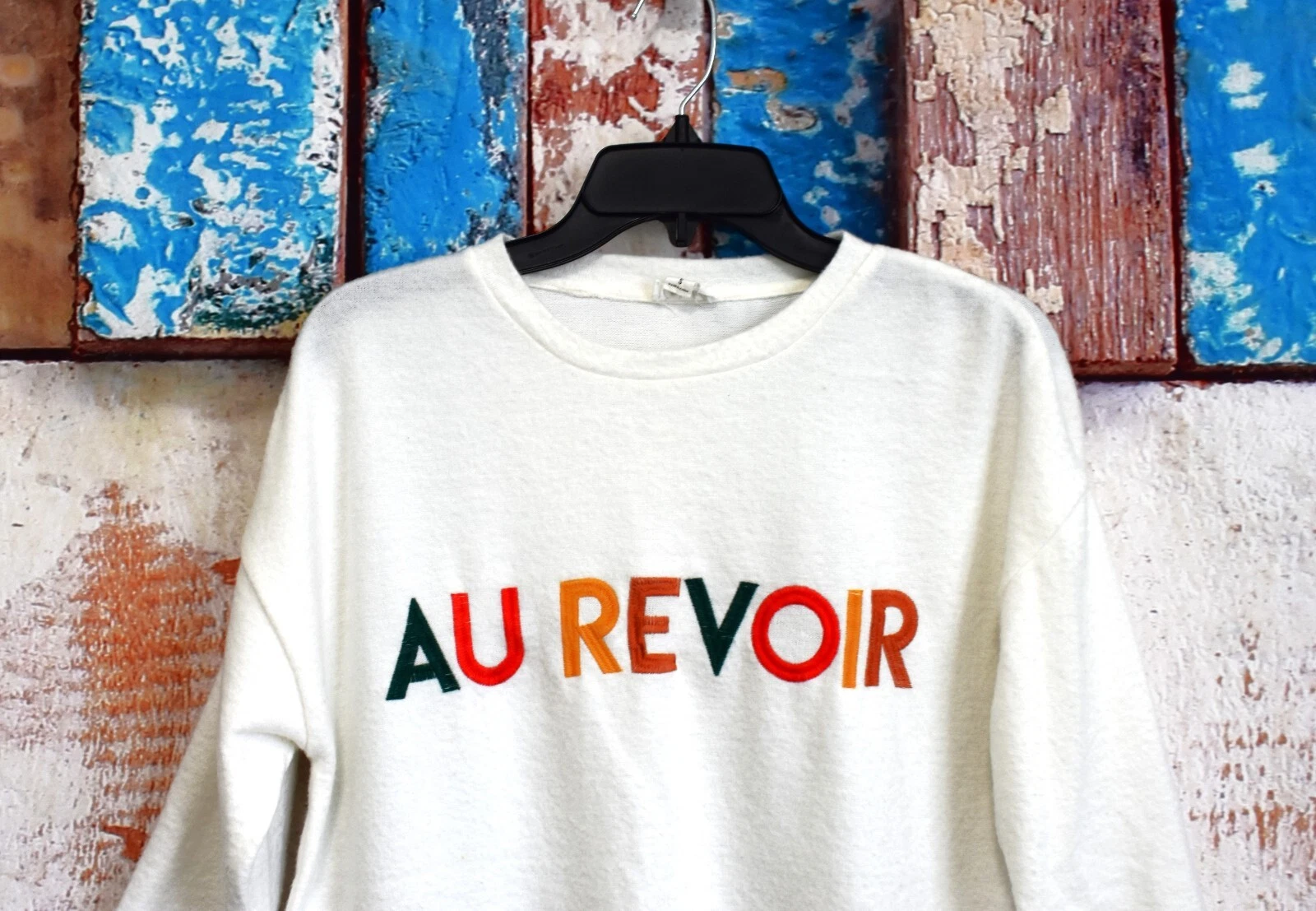 OFF WHITE Felpa donna Emberley manica lunga girocollo PICCOLA panna USATA