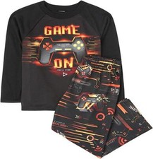 THE CHILDREN'S PLACE Boys XS 4 Pajama Set 2 Pc GAME ON Black NWT NEW PJs
