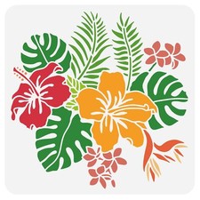 Hibiscus Flower Drawing Stencils 12"x12" Tropical Plant Hawaiian Reusable