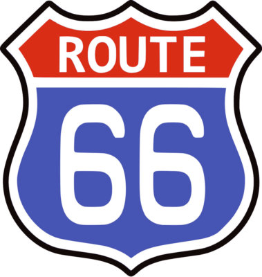 Highway Route 66 Bügelbild Siebdruck Stoff Maschinenwaschbar Transfer USA 