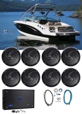 8 Rockville RMC65B 6.5" Waterproof Marine Boat Speakers 8-Channel Amplifier
