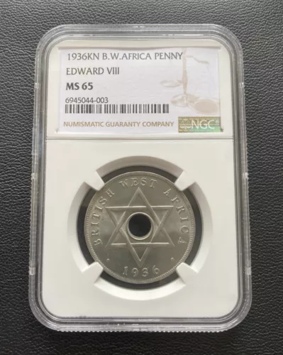 British West Africa 1936KN 1p One Penny - Edward VIII - NGC graded MS65
