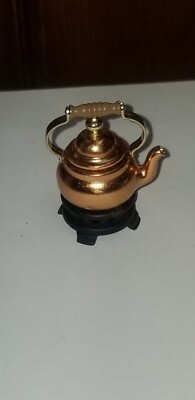 Bodo Hennig Copper Teapot Tea Kettle On Trivet Stand Dollhouse MINIATURE