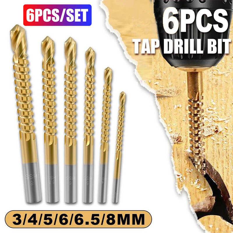 6pcs Screw Extractor Left Hand Cobalt Drill Bit Set Easy Out Broken