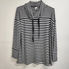 Live ♡ Well Action Shirt Womens Size XL Stripe Cowl Neck Stretch Loose Flow