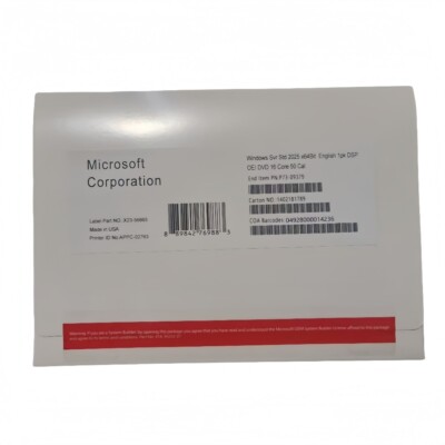 Microsoft Windows Server 2025 Standard 64Bit 16 Core 50 CALs DVD With Key Sealed