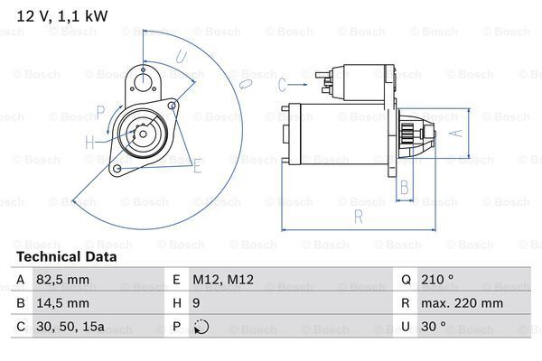 0 986 016 330 BOSCH Starter for ,AUDI,AUDI (FAW),SKODA,VW,VW (SVW)
