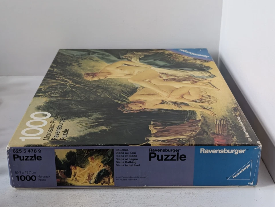 Rare 1976 Ravensburger 1000 Piece Jigsaw Puzzle Boucher Diana Bathing Au Bain - Bild 4 von 4