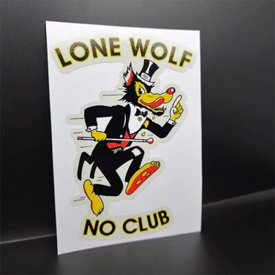 LONE WOLF - NO CLUB Vintage Style DECAL, Vinyl STICKER, racing, hot rod, rat rod