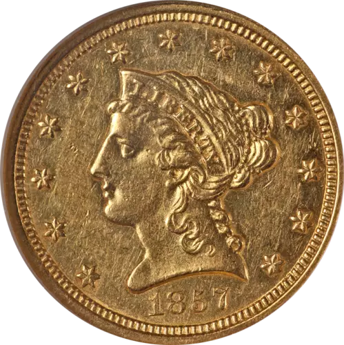 1857-P Liberty Gold $2.50 NGC AU58 Great Eye Appeal Strong Strike