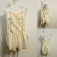 Vtg 80 s Val Mode x Victorias Secret Gold Label Cream Victorian Teddy Wm Md Lace