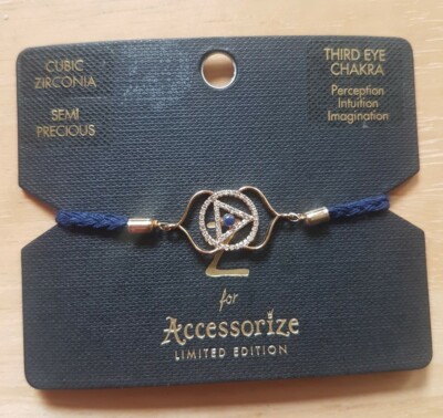 Third Eye Chakra Gold Plated Bracelet, Semi-Precious Stone & Cubic Zirconia Gems