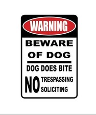 BEWARE OF DOG Bites NO TRESPASSING Metal Novelty Sign WARNING No trespassing