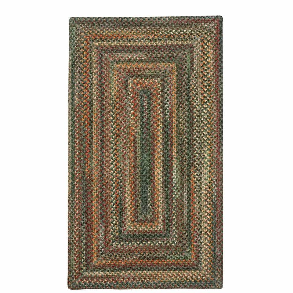 Alfombra rectangular trenzada campestre mezcla multi lana verde clásico americano Capel Rugs Foto 2 de 4
