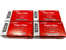 ACCO Paper Clips, Jumbo, Smooth, 4 Boxes, 100/Box 72580 ,Silver 400 PAPER CLIPS